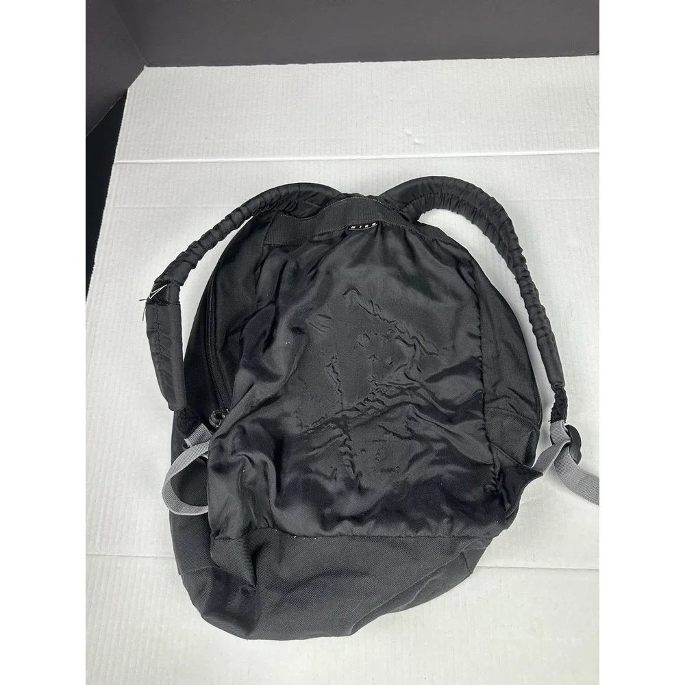 Vintage 90s Nike Black Backpack Y2K Embroidered Logo Multi Functional School